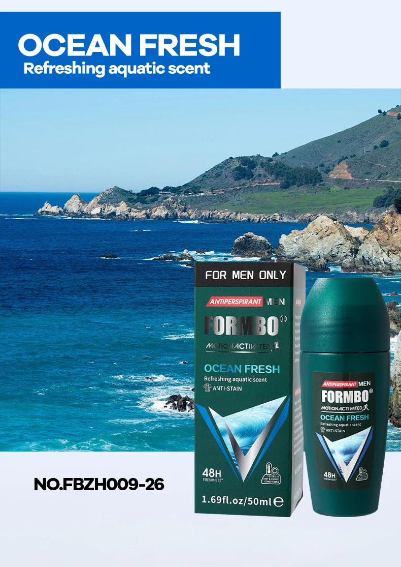 48H Men Antiperspirant Deodorant, Motion-Activated Anti-Perspirant Roll On, Anti-Stain Refreshing Body Odor Remover, 4 Scents f