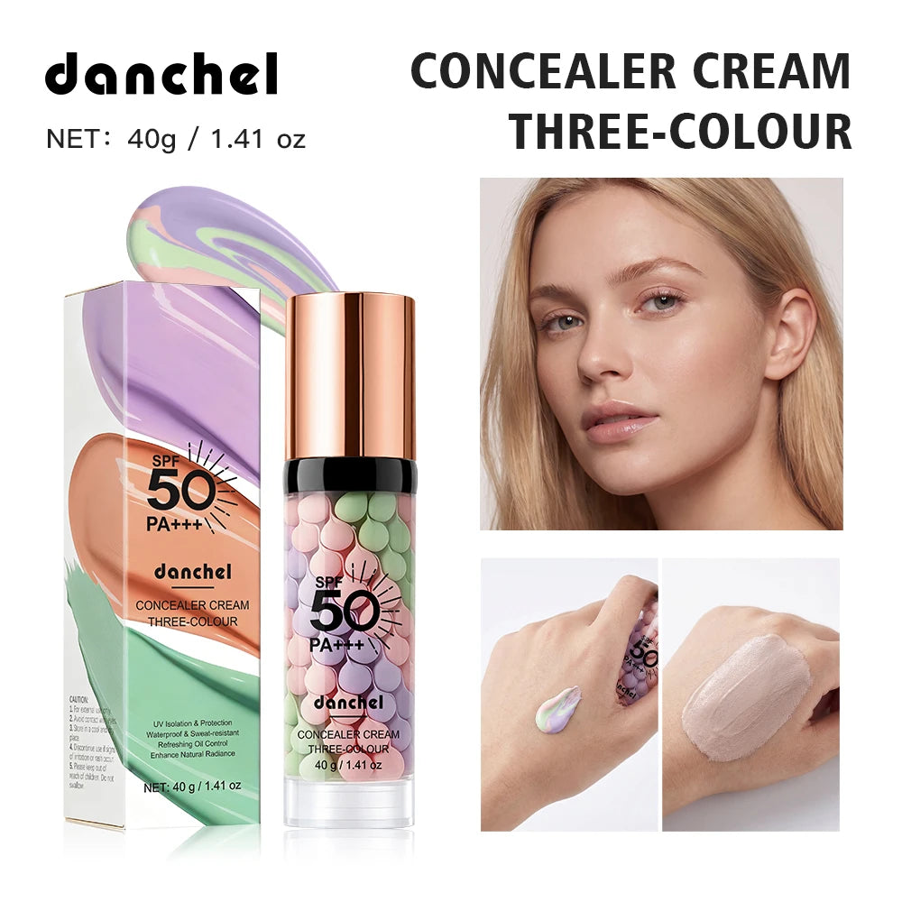 Three Color Press Release Cream Concealer Isolation Makeup Facial Base Brightening Hydrating Liquid Concealer Face Primer Glow