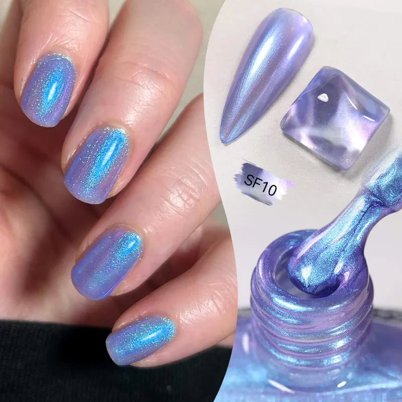 LILYCUTE 7ml Auroras Glitter Nail Polish No Need of UV/LED Lamp Nail Supplies Vernis White Pink Silver Pearl Effect for Nails
