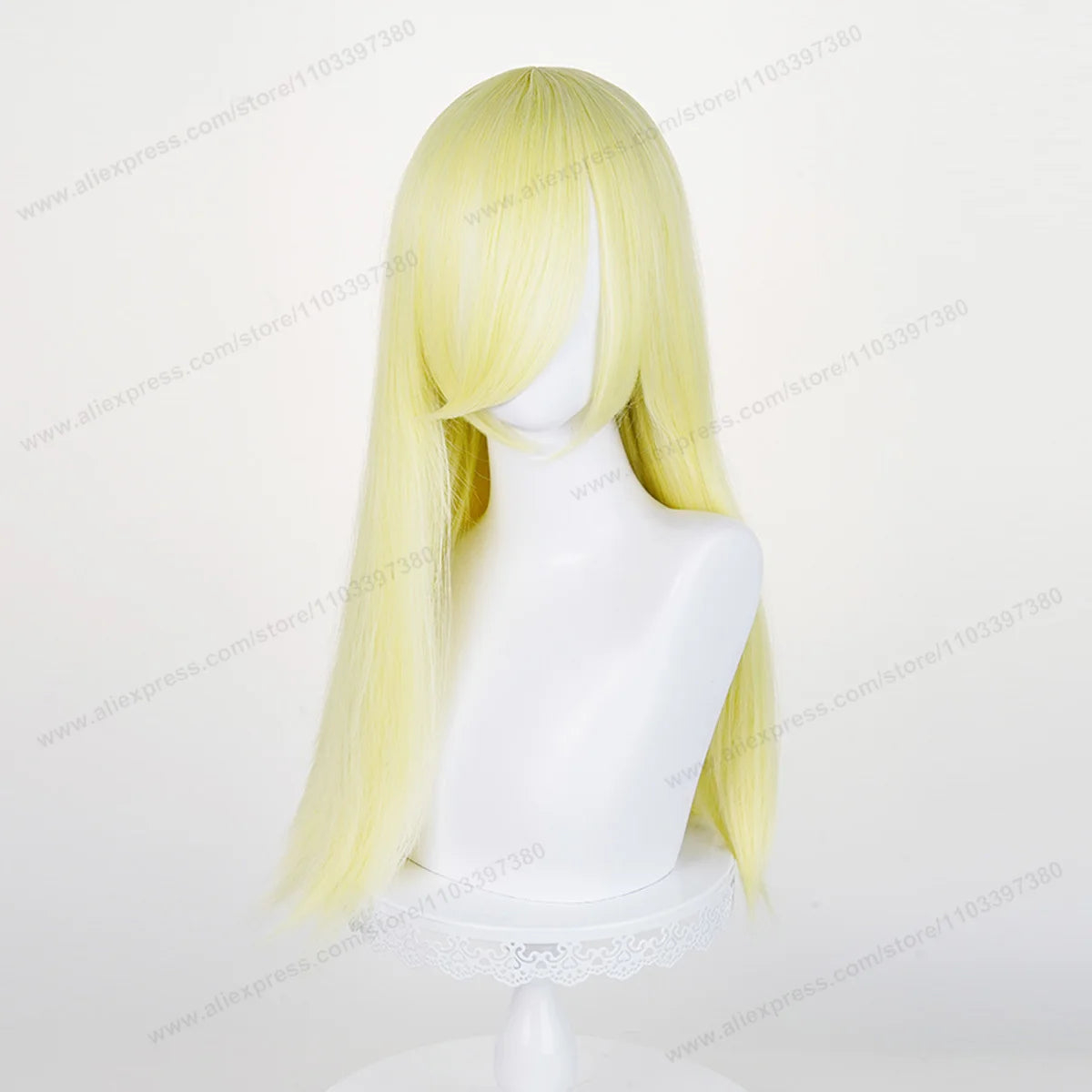 60cm Long Straight Cosplay Synthetic Wig With Bangs Golden Yellow Green Blonde Purple Heat Resistant Hair Anime Wigs + Wig Cap