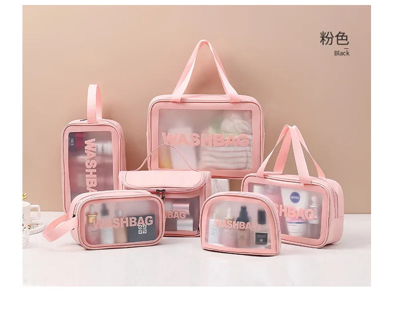 New Transparent Makeup Bag Set Toiletry Organizer Washbag for Women Portable Toiletries Pouch Travel Essential Cosmetics Bag