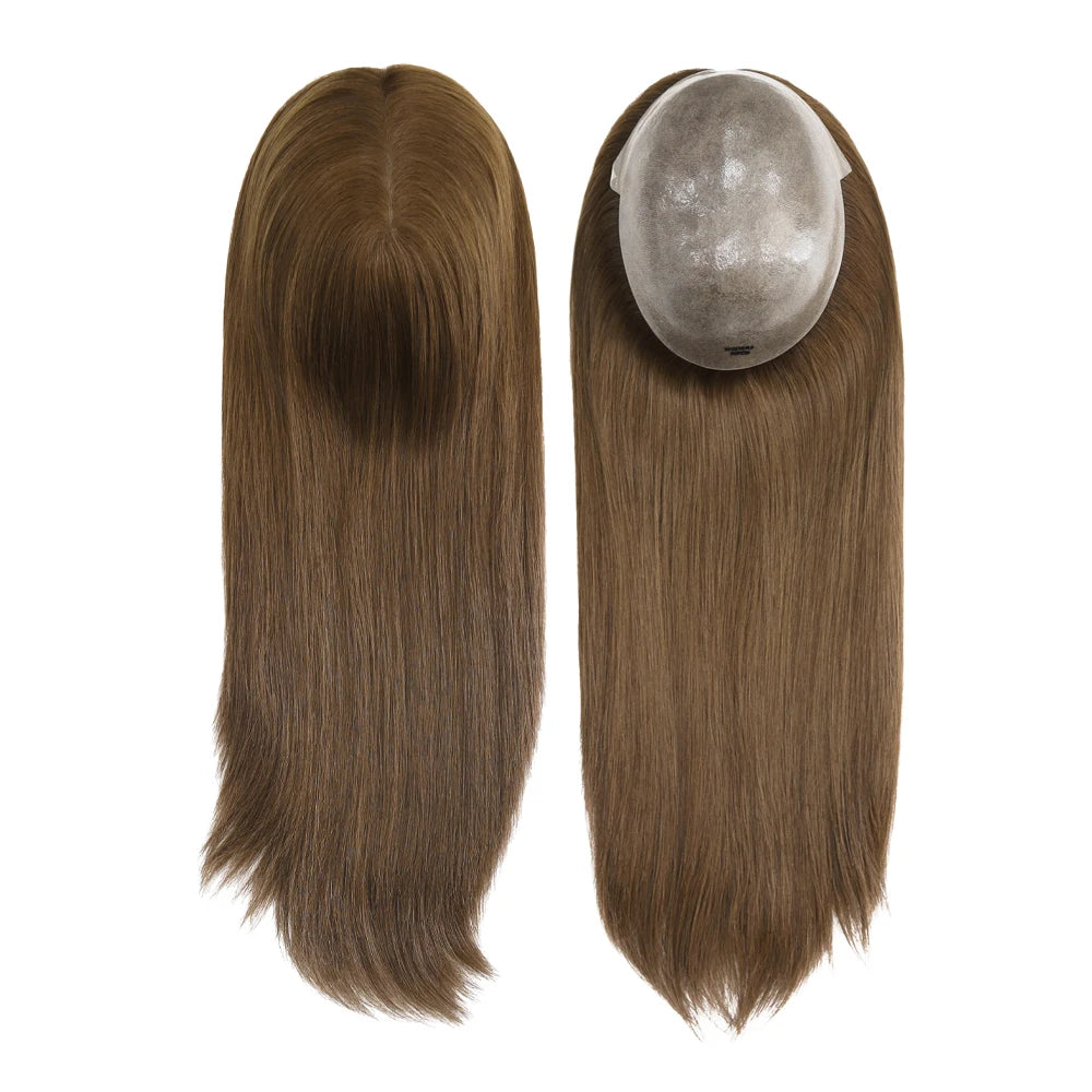 TP22- 18" Thin Skin Toupee For Women 7x9" Polyskin Brazilian Hair Human Hair Toppers