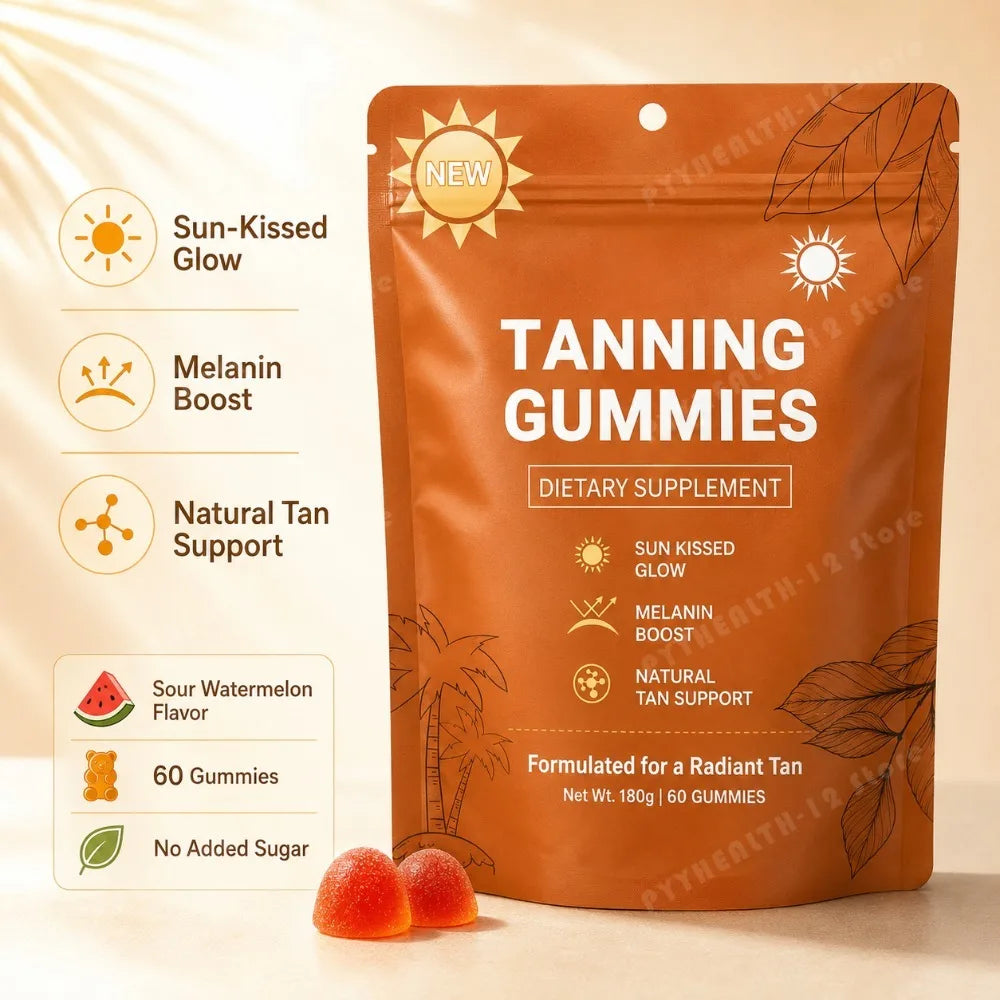 Tanning Gummies for Women, Sunless Bronzing Glow Support, Vegan Sugar-Free, Non-GMO, Astaxanthin & Lycopene, 60 Count