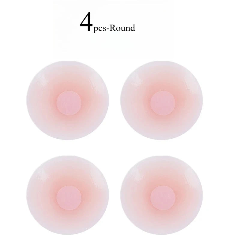 Reusable Breast Petals Lift Invisible Silicone Bra-less Pasties Pad Nipple Cover Invisible Petal Adhesive Stick on Bra 2-12pcs