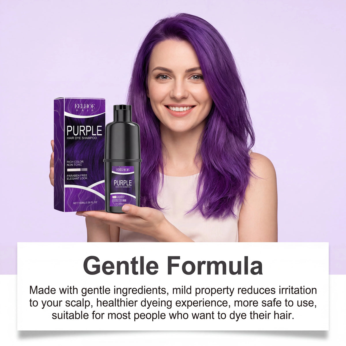 Purple Natural Herbal Hair Color Shampoo For Gray Hair Coverage Long Lasting Color Enhancing Care Nourishing Coloring Shampoo