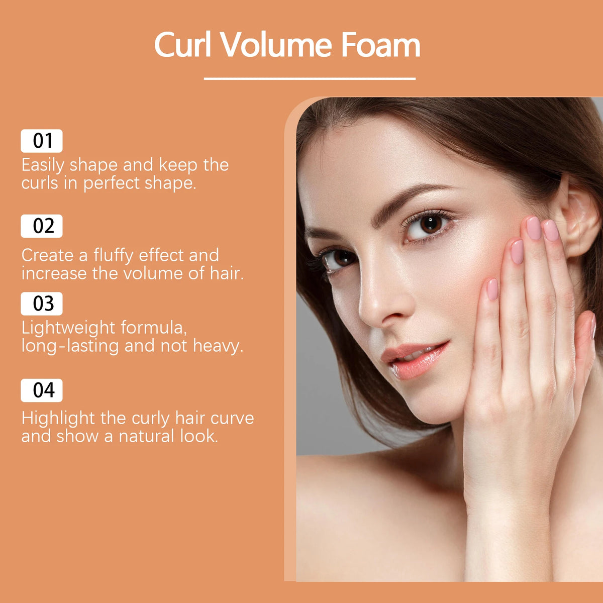 Volumizing Mousse For Curly Hair Lightweight Foam For Bouncy Curls And Natural Hold With Rice Protein And Ylang Ylang Extract