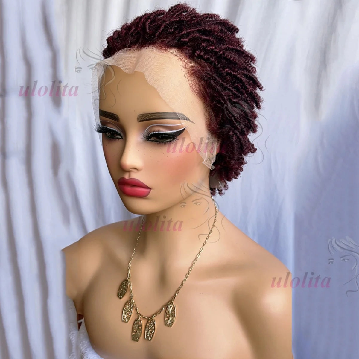 Premium 99J Afro Curly 13x4 Ear To Ear Lace Frontal Human Hair Glueless Wigs for Women 6inches Remy Hair Short Cut Lace Bob Wigs