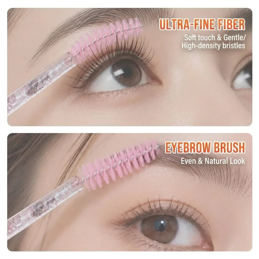 10pcs Christmas Mascara Eyelash Brush in Tube with snowflake, Dust-Proof Reusable Mascara Wand Lash Applicator Women Makeup Tool