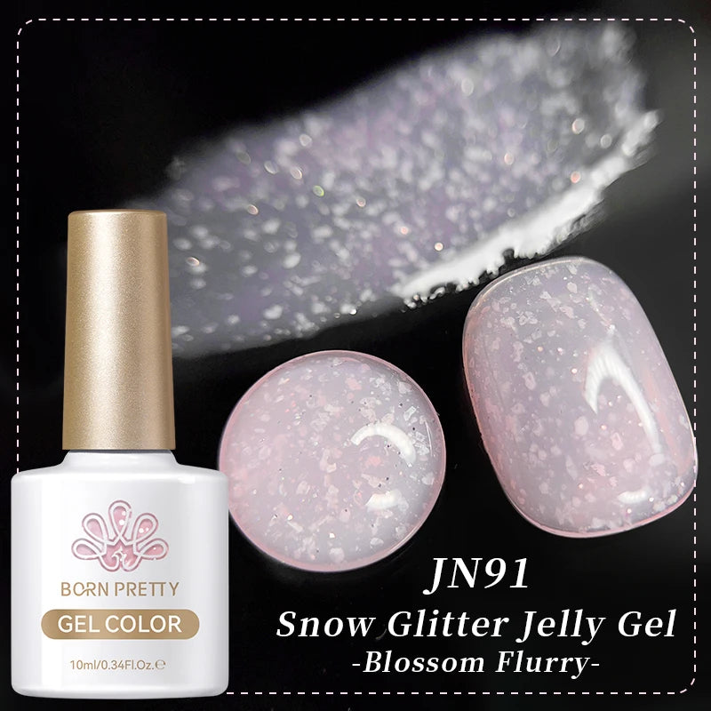 BORN PRETTY 10ml Snow Glitter Jelly Gel Polish Christmas Vernis Semi Permanent Nail Art Soak Off UV Gel Manicure Nail Supplies