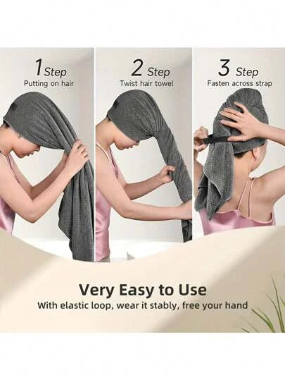 Solid Color Hair Dry Turban Towel Wraps Quick Drying Dry Hair Cap for Women Lightweight Comfortable Home Bathroom Shower Use