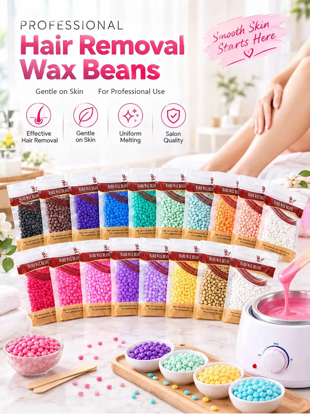 100g Male and female universal full body hair removal hard wax beans, low-temperature anti scalding rosin hair removal wax beans