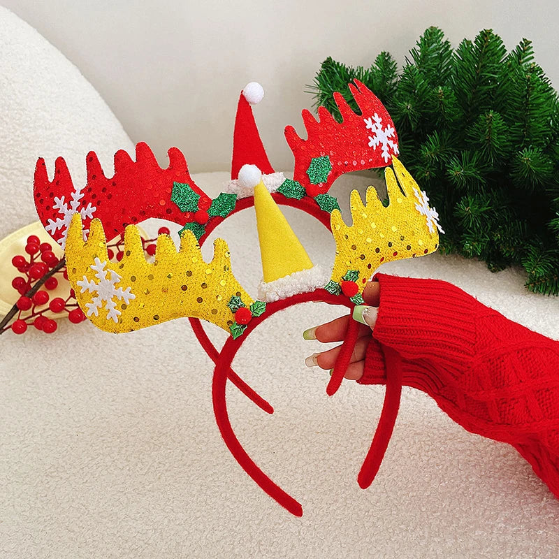 Cartoon Christmas headbands, Christmas decorations, party gifts, Christmas antlers Cute deer antler hair clip with bangs
