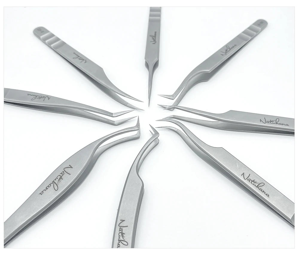 NATUHANA Eyelash Extension Tweezers Stainless Steel High Precision Stainless Steel Superhard Anti-Static Tweezers Makeup Tools