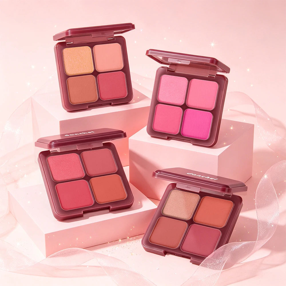 6Pcs Blur Primer 3‑Color Concealer Cream 4‑Shade Blush Palette Beauty Sponge Xmas Drawstring Bag Face Makeup Christmas Gift