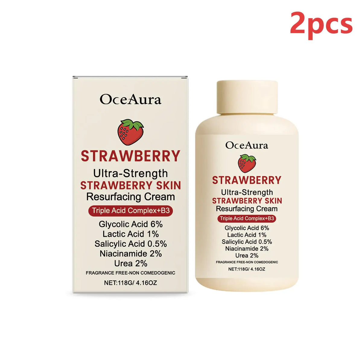 Strawberry Cream Lactic Acid Salicylic Acid Improve Dullness Moisturizing Skin Brightening Rejuvenation Nicotinamide Cream 118g