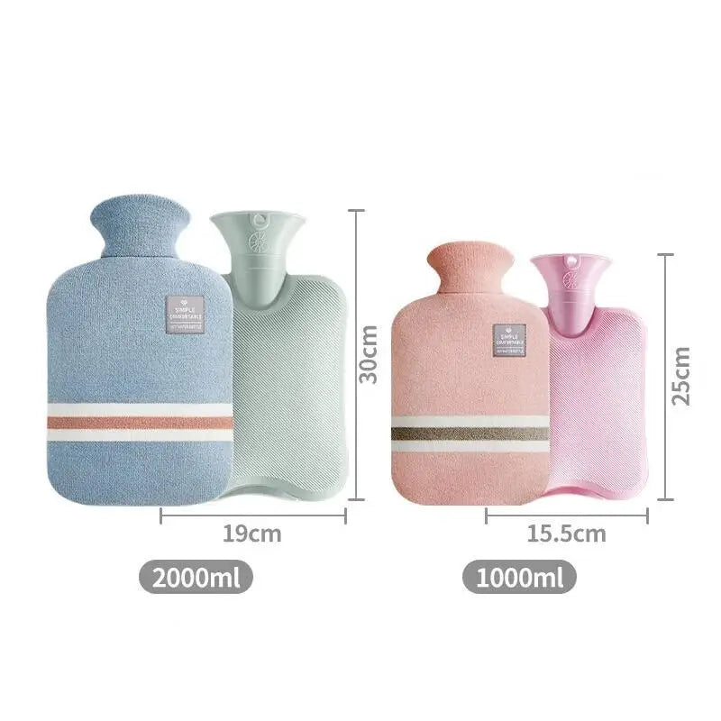1L Or 2L Hot Water Bottle With Knitted Cover Large Capacity Hot Water Bag For Female Warm Belly Hands Inject Water Hot Water Ba