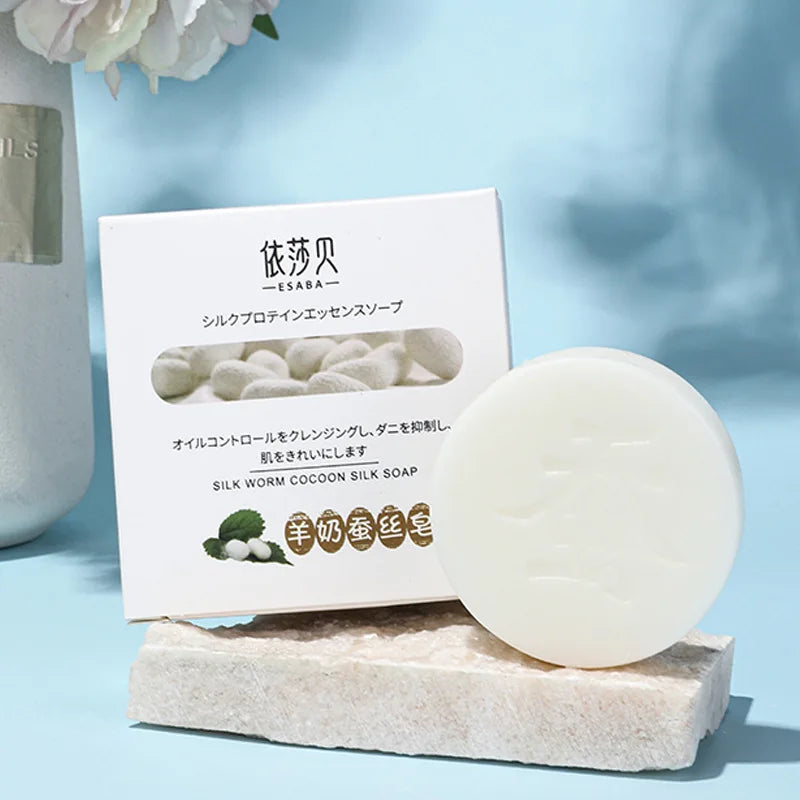 Goat Milk Silk Handmade Soap 60g Moisturizing Skin Care Cleansing Facial Soap Remove Acne Remove Shrink Face Cleaner Body Wash