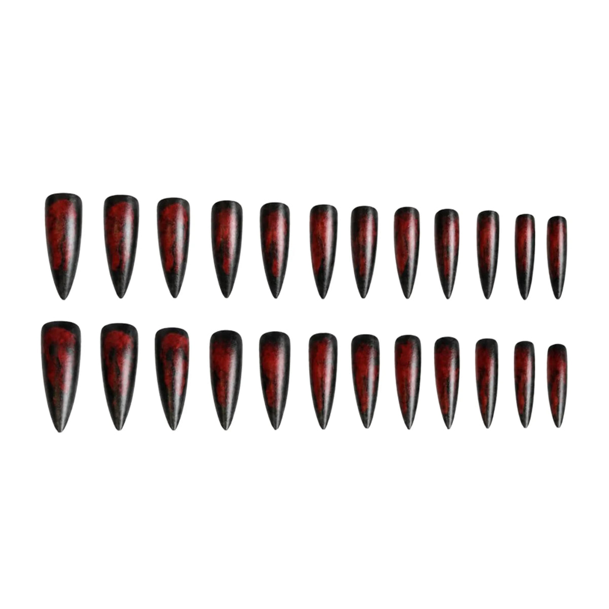 24pcs Halloween Gothic Style Fake Nails Black Red Long Pointed Matte Press On Nail Acrylic Material Hot Girl Wearable False Nail