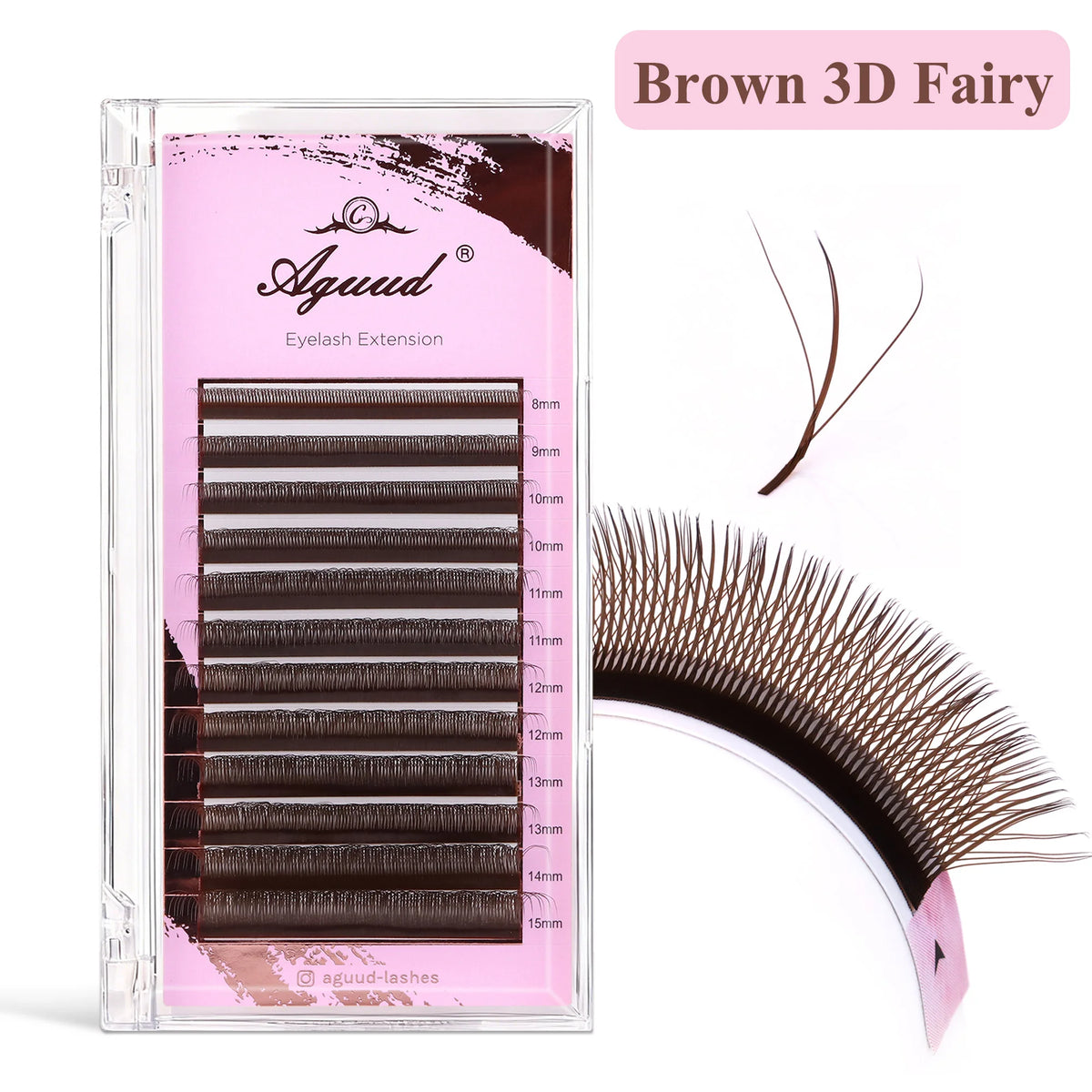 AGUUD 3D 4D Brown Premade Bloom Fans Lashes YY 5D-W Shaped Fairy Clover Volume Eyelash Extensions Soft Brown Fairy Clover Lashes