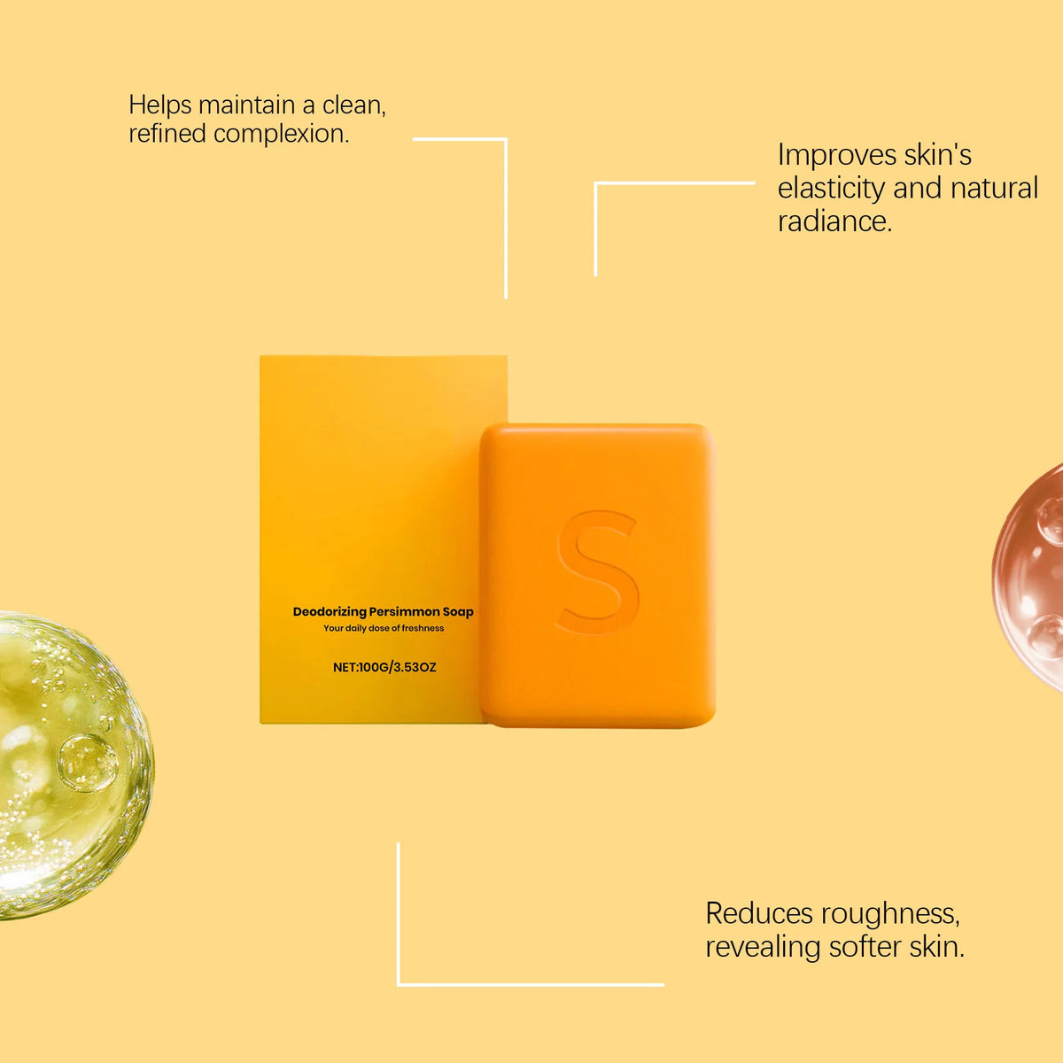 Persimmon Bath Soap Deep Cleanse Remove Body Excess Oil Refresh Skin Moisturize Skins Fruity Scent Bathing Experience Soap Bar