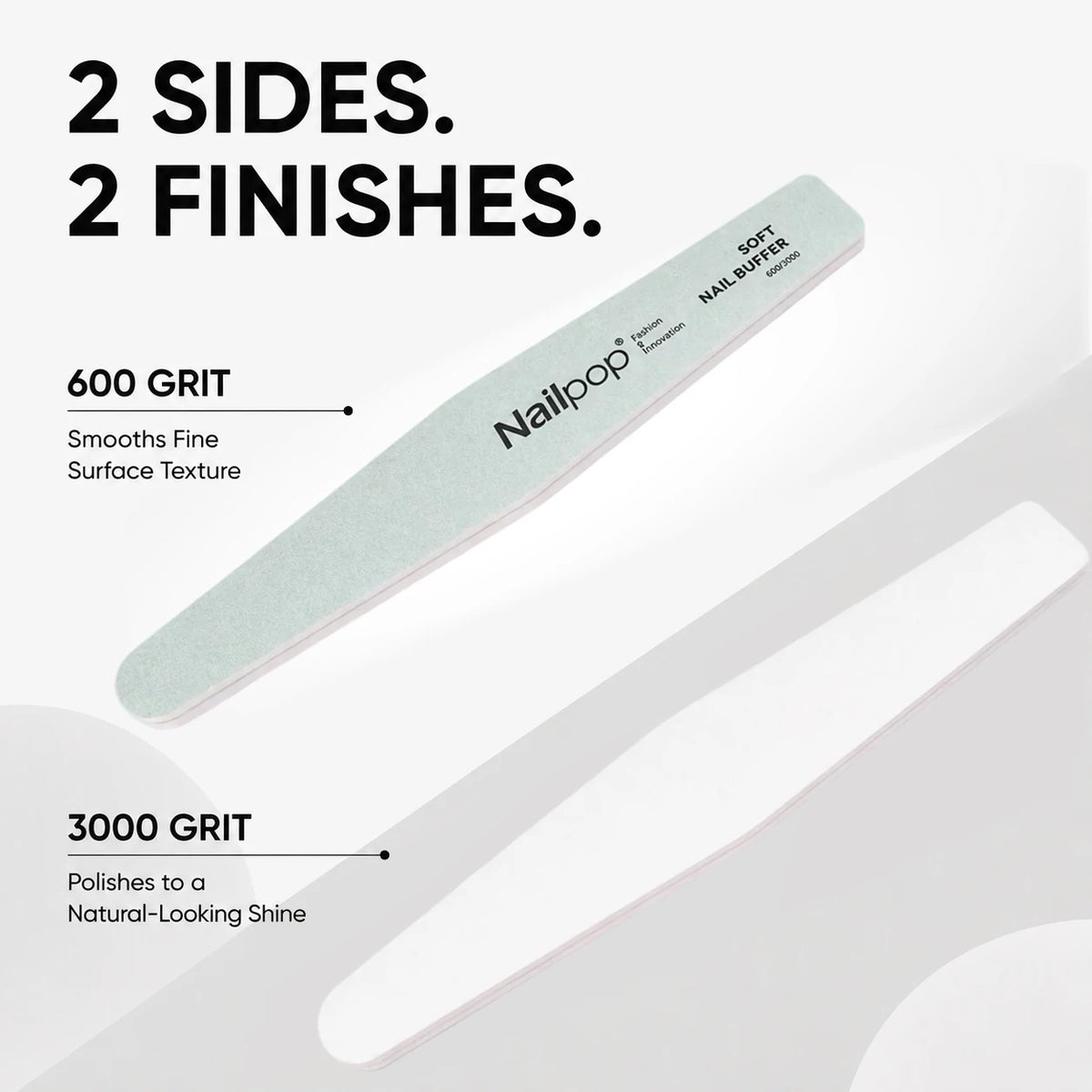 Soft Eva Dual Sided Nail Buffer Block 600/3000 Grit Washable Reusable Nail File Natural Nail Polishing Tool For Salon Manicure