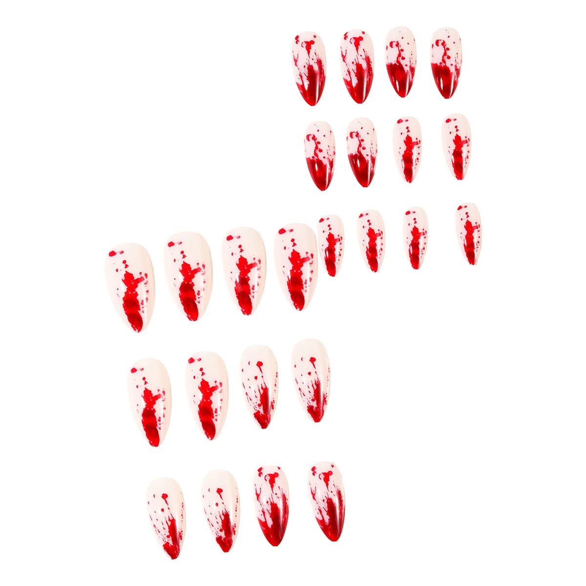 24Pcs Halloween Almond Fake Nails Red Blood Designs Press On Nails Simple DIY Manicure Full Cover False Nail for Halloween Party