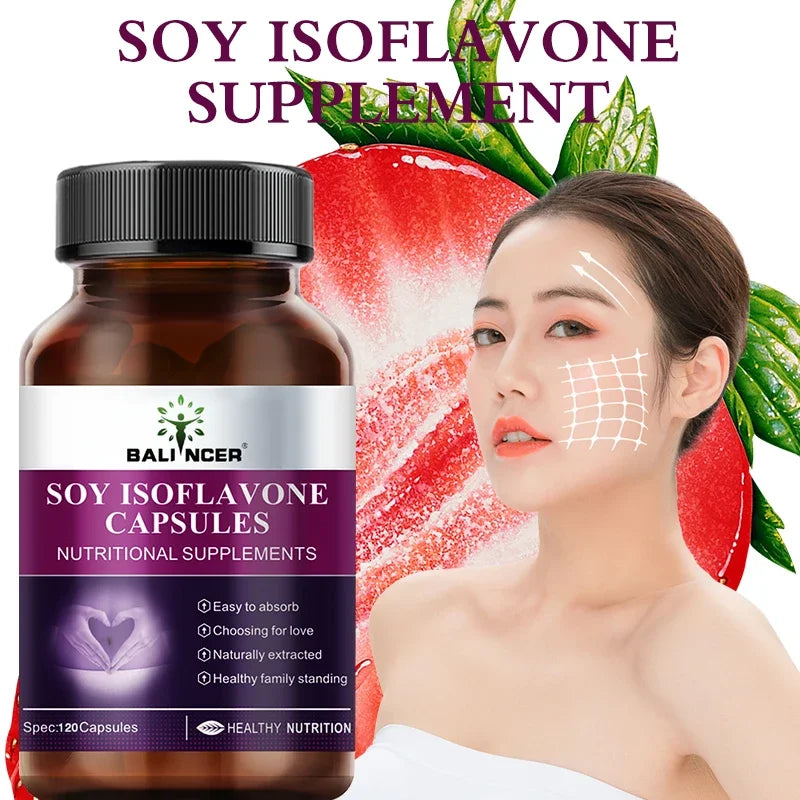 Soy Isoflavone Capsules - Women's Health Hormone Balance Improve Mood, Menstrual & Menopausal Discomfort, Nutritional Supplement