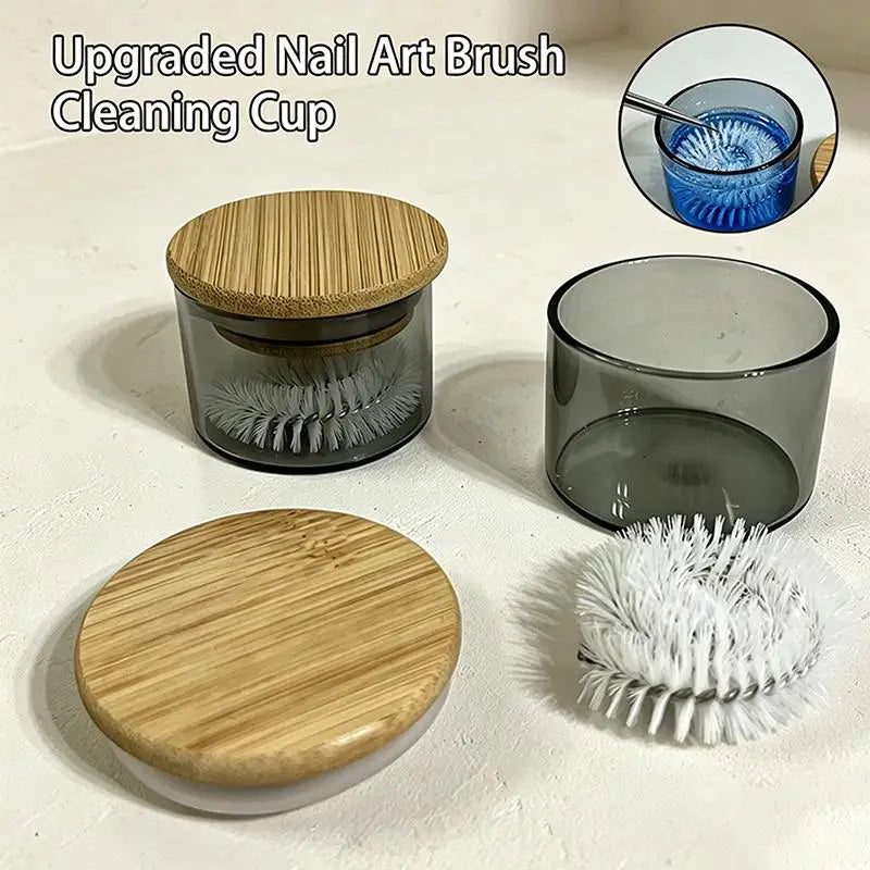 Professional Brush Cleaner Cup 1 Set with Stiff Bristle Brush Smooth Wash Cup for Salon Makeup Artists Nail Technicians