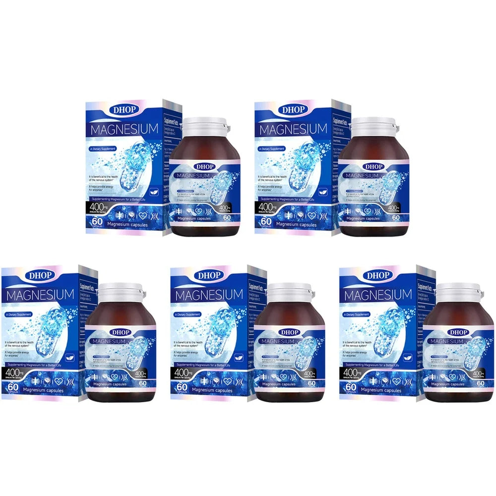 DHOP Magnesium Capsules 400mg 60 Count Bone Health Muscle Function Sleep Wellness Nervous System Support Supplement for Adults