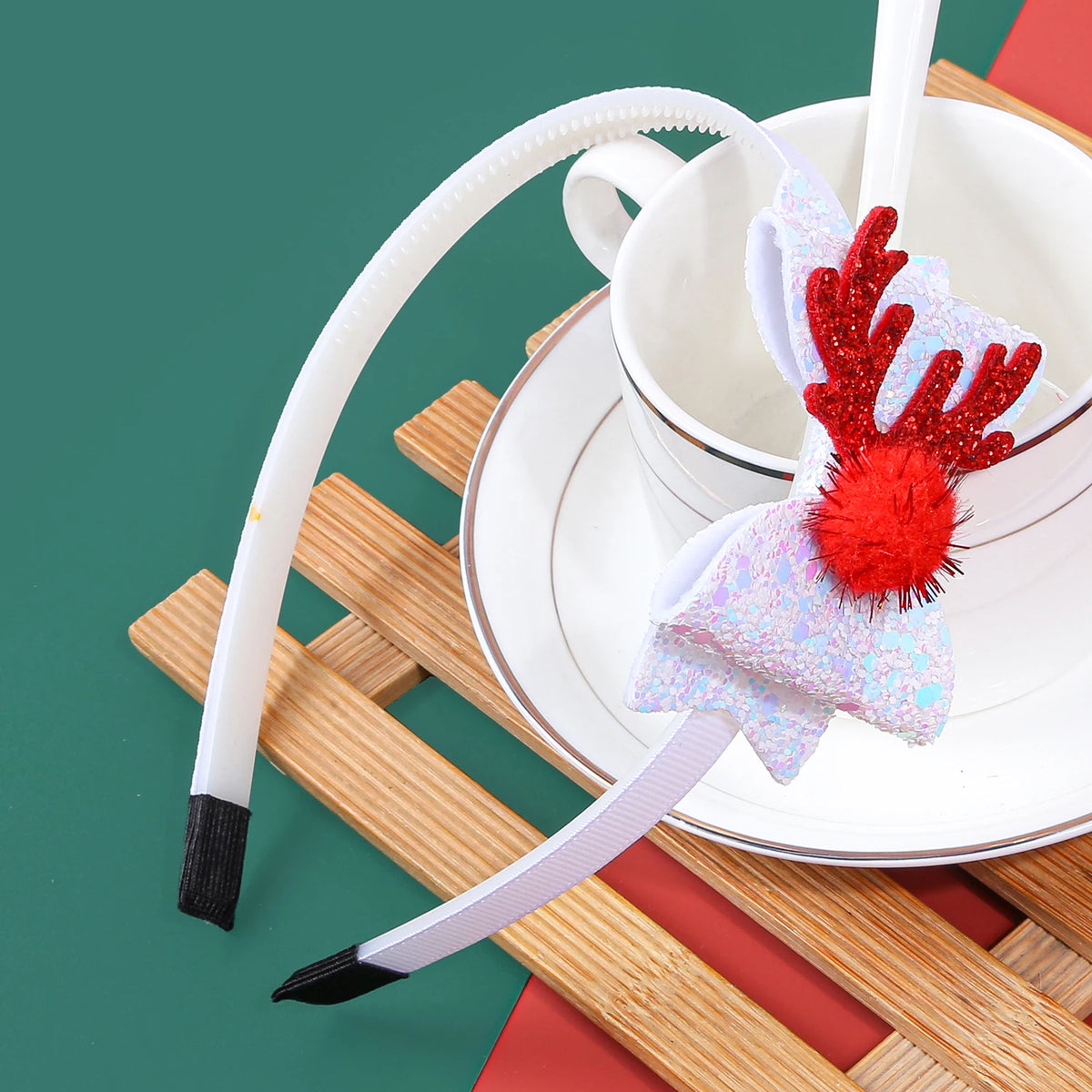 1/4pcs Christmas reindeer antlers headband, sparkling bow hair clip, Christmas party hair accessory.