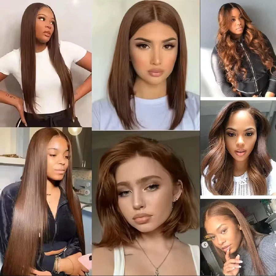 Hidden Invisible Strap 360 Full Hd Lace Glueless Wig Straight Chocolate Brown Lace Front Wigs Human Hair 360 Frontal Wig