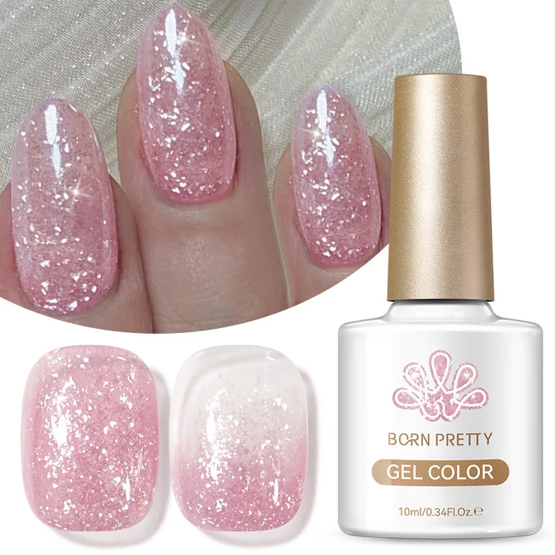 BORN PRETTY 10ml Snow Glitter Jelly Gel Polish Christmas Vernis Semi Permanent Nail Art Soak Off UV Gel Manicure Nail Supplies