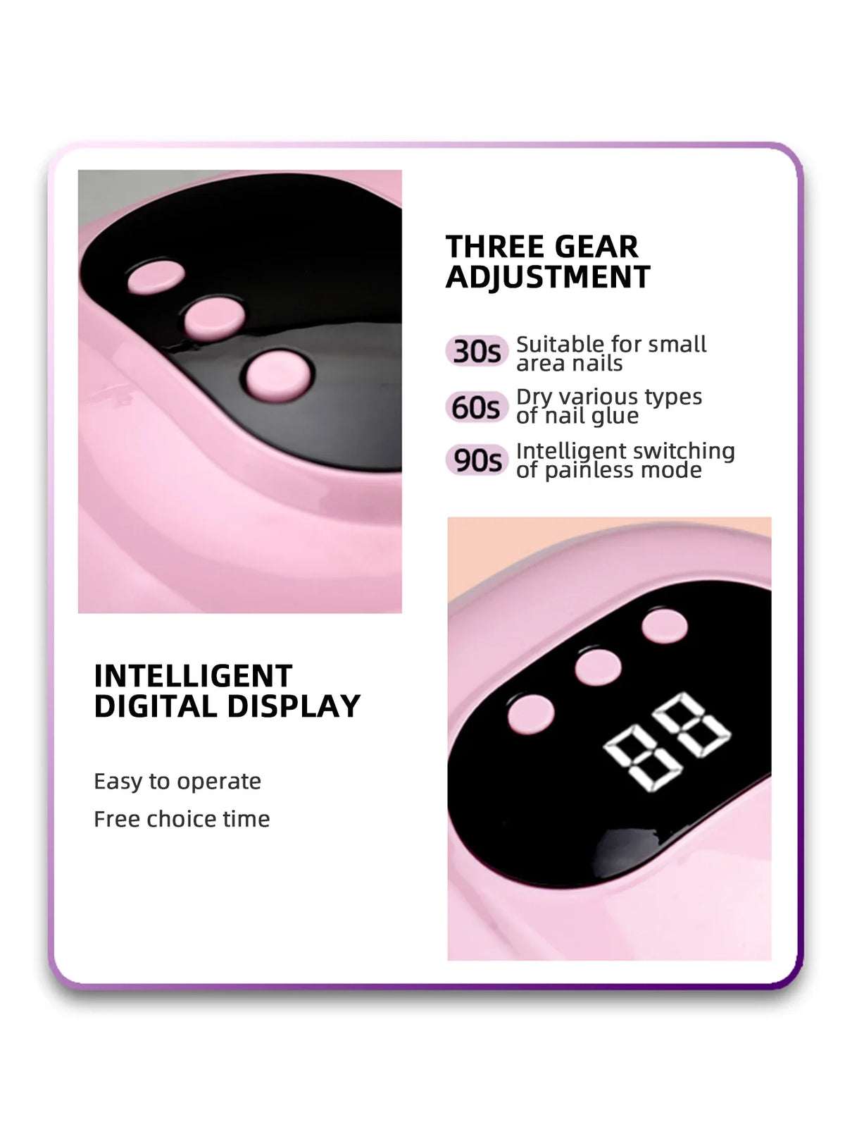 88W UV LED Nail Lamp 24 LEDs Nail Dryer for Nails Gel with 3 Timer Settings Professional UV Cabin Manicure Lamp Nail Art Tools