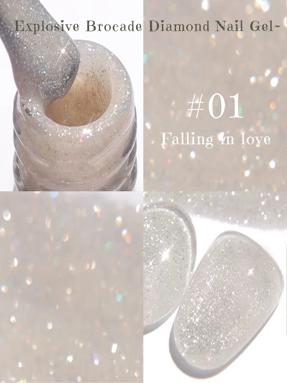 MN 1-9PCS Pink Blue White Green Color Series Gel Nail Polish With Strobe Glitter Brocade Diamond Gel Polish