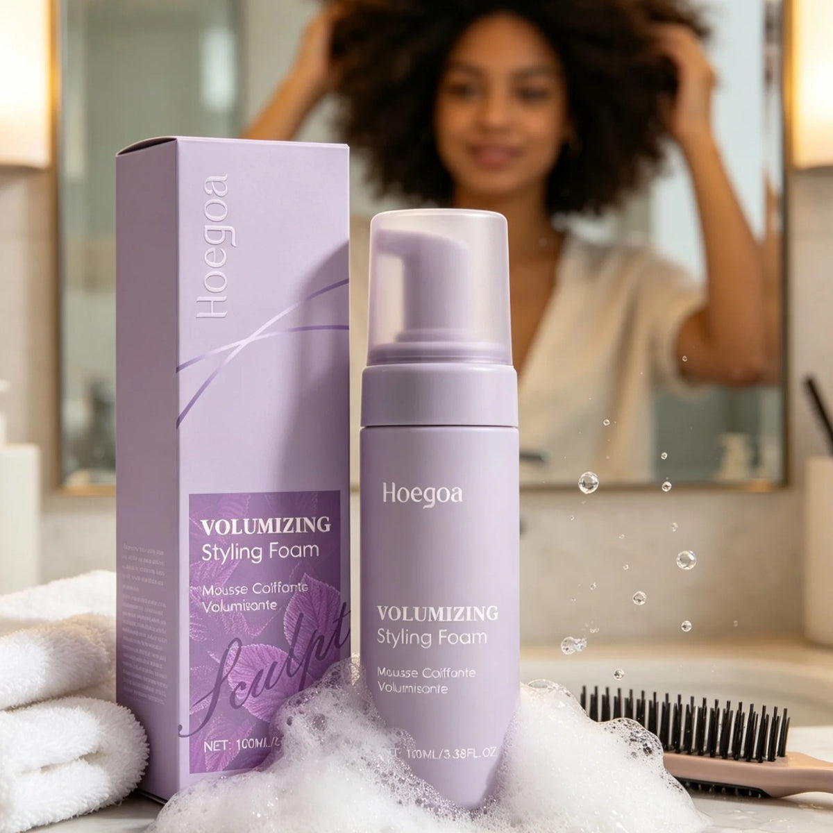 Hoegoa Hair Styling Mousse Deep Moisturizing Long Lasting Styling Oil Control Refreshing Reduce Frizzy Hair Volumizing Mousse