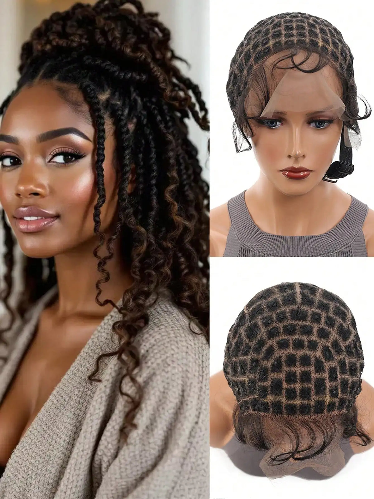 Synthetic Braided Wig Cap With Baby Hair Crochet Wig Cap For Crochet Braids Hair Glueless Double Full Hd Lace Wig Caps For Women