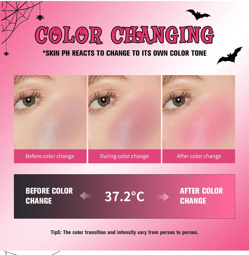 Magic Black Cream Blush PH Color Changing for Cheeks Lips Shadow Beeswax Halloween Cosplay Cosmetics