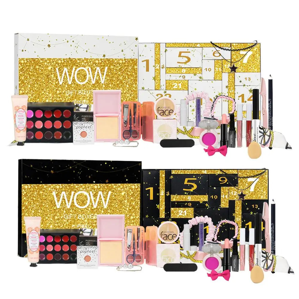 Christmas Advent Calendar Makeup Set Gift Box Christmas Lipstick Eyeshadow Cosmetics Set Party Makeup Gift Box For Women female