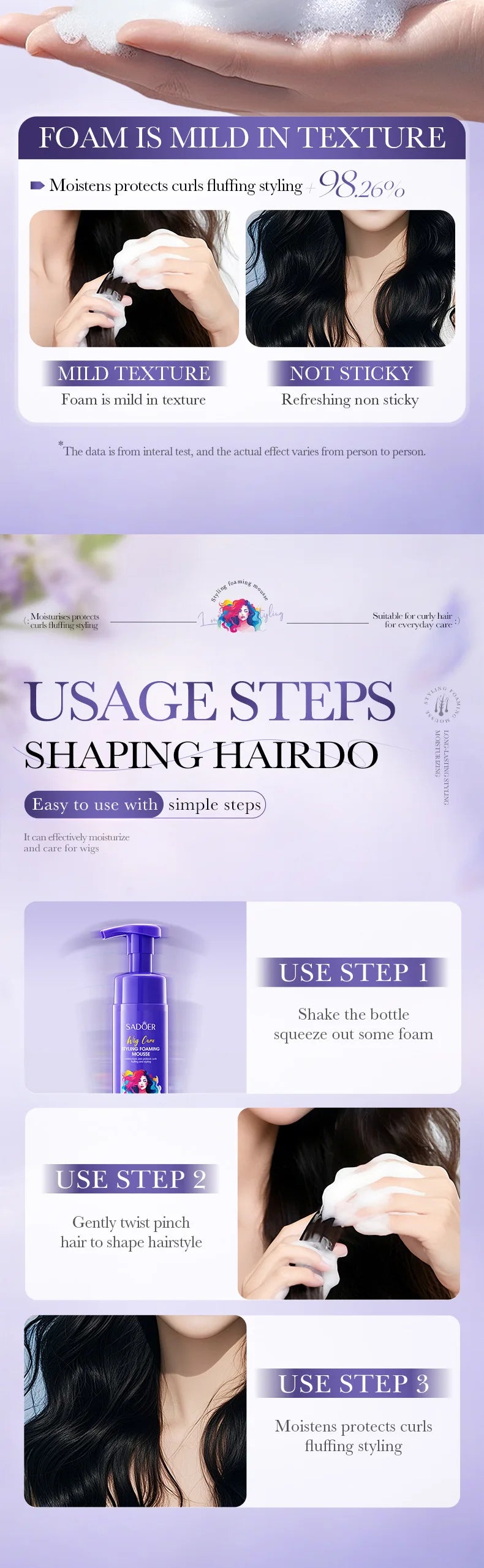 Volumizing Hair Mousse 150ml - Lightweight Styling Foam for Lift & Hold, Refreshing & Long-Lasting Control, Reduces Frizz