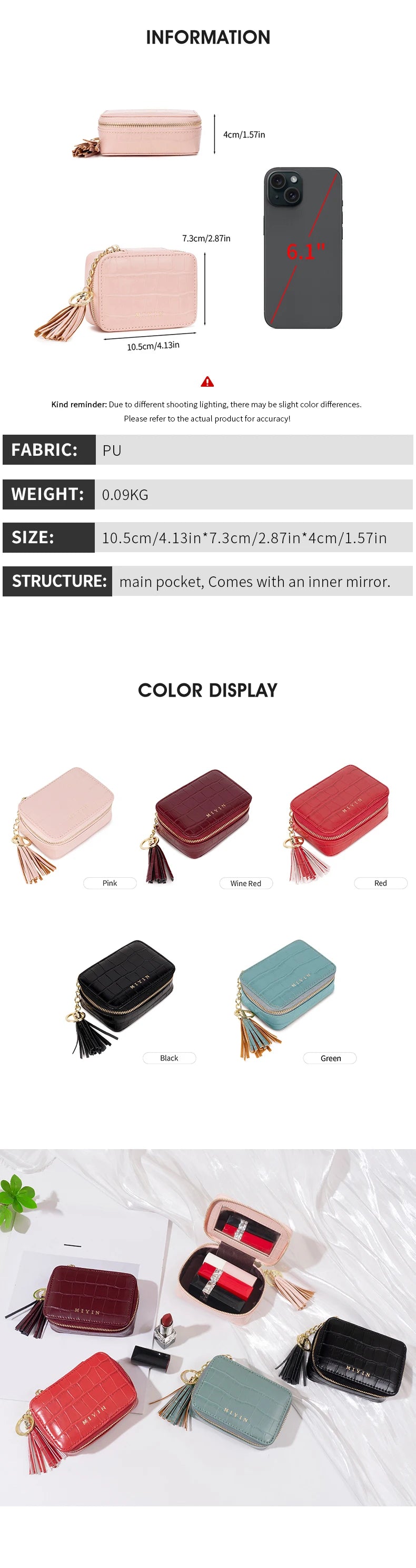 Mini Lipstick Makeup Bag Multifunctional Portable Travel Organizer Crocodile-Patterned PU Leather Womens Toiletry Bag Coin Purse