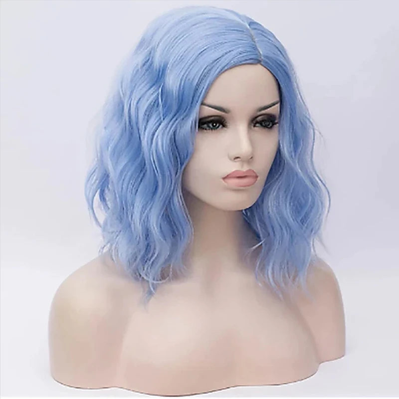 HAIRJOY Black White Wigs for Women Blue Pink Purple Green Multicolored Synthetic Hair Wig Cosplay Wigs Halloween