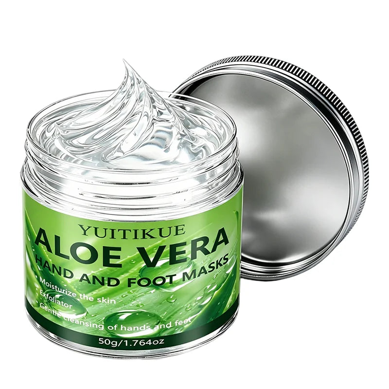 YUITIKUE 50g Aloe Vera Hand Foot Mask Exfoliating Moisturizing Hydrating Brightening Dead Skin Removal Hand Foot Care Cream