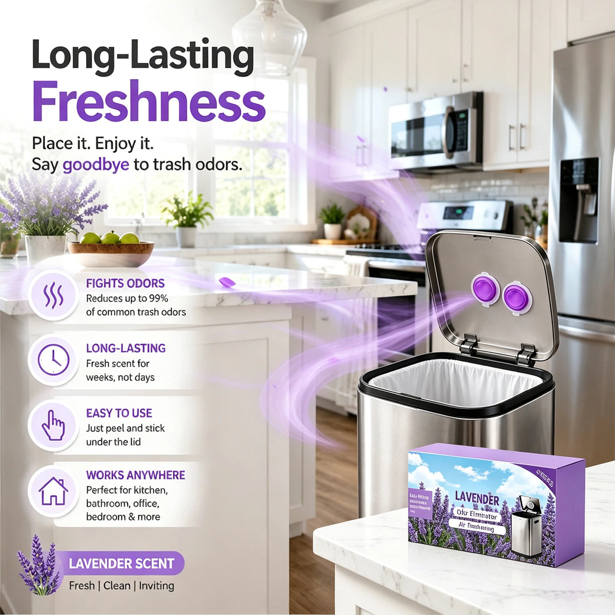 6pcs Trash Can Deodorizer Eliminate Unpleasant Odor Long Lasting Fresh Scent Air Freshener Sticker for Kitchen Bathroom