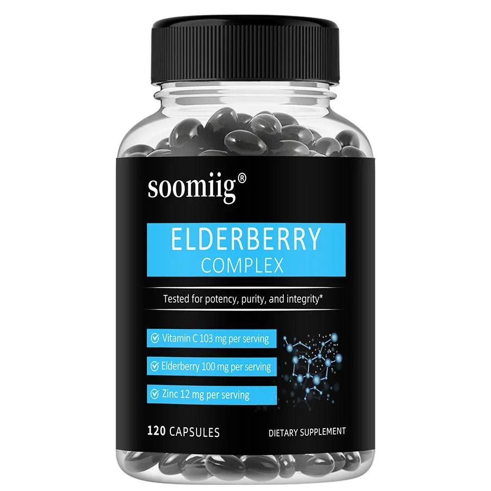 Elderberry + Vitamin C + Zinc-Antioxidant, Immune System Booster, Improves Skin Radiance and Tone, Support Cardiovascular Health
