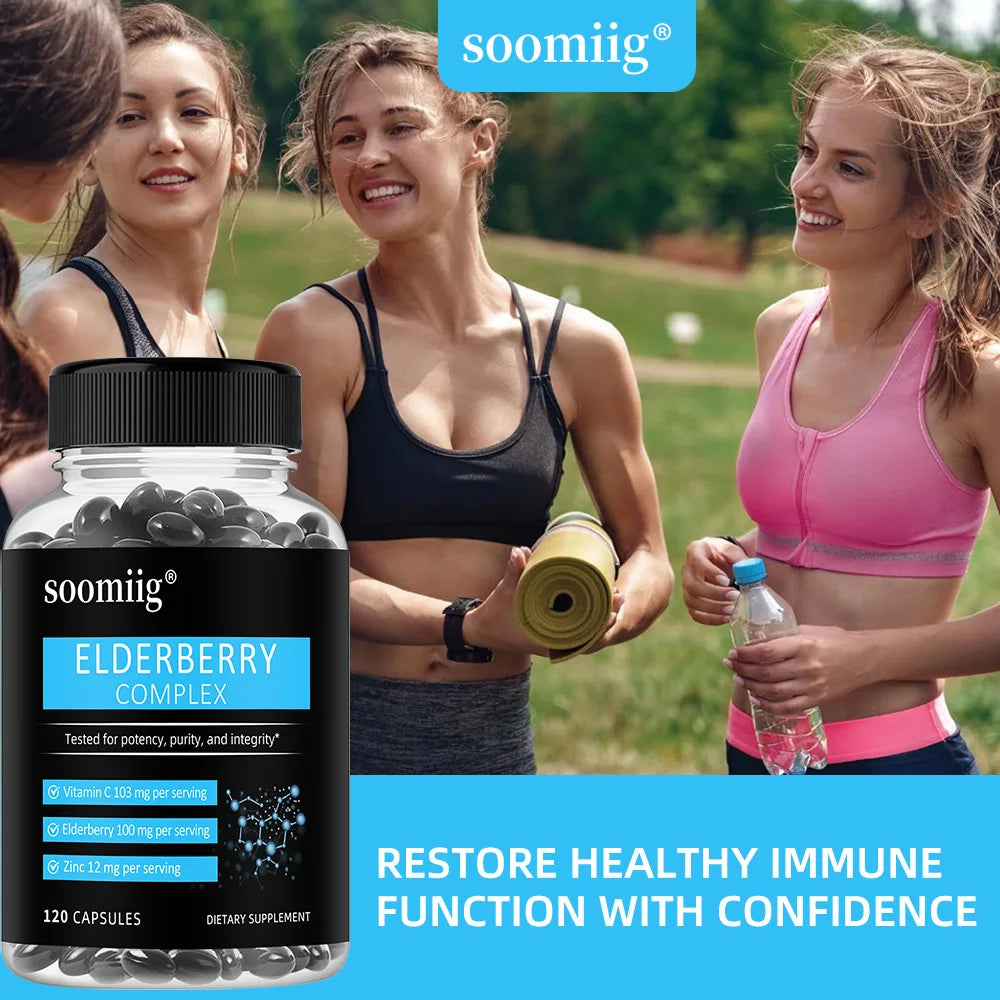 Elderberry + Vitamin C + Zinc-Antioxidant, Immune System Booster, Improves Skin Radiance and Tone, Support Cardiovascular Health