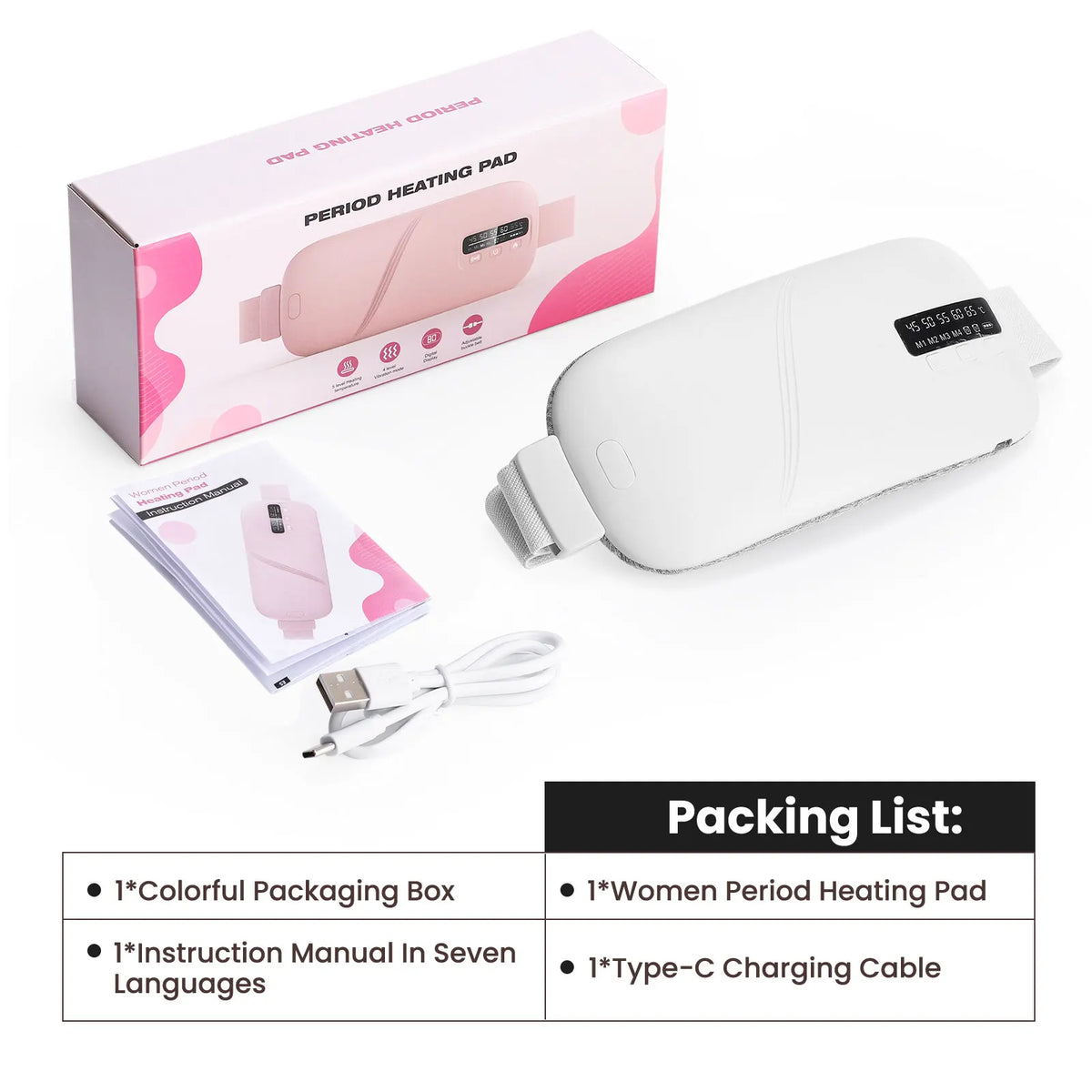 Portable Electric Heating Pad Menstrual Cramp Massager Women Period Care Hot Compress Device Vibration Abdominal Warm Palace Bel