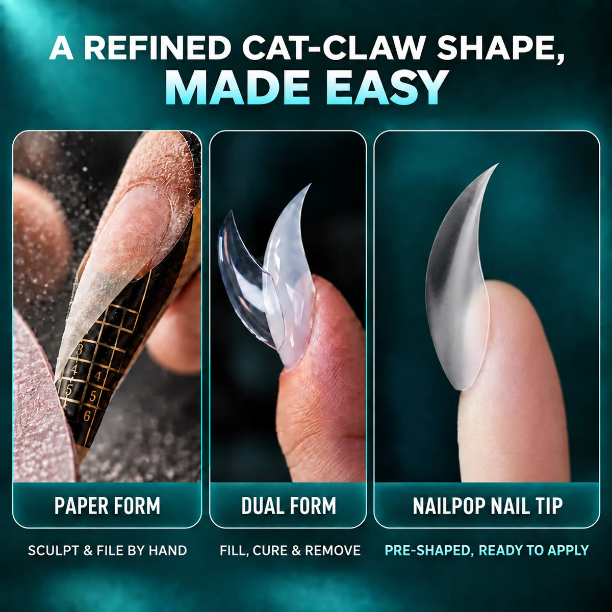 Nailpop Cat Claw Matte Nail Tips 15 Sizes Full Cover Clear Acrylic Press On Nails Pre Shaped Salon Halloween Style 150pcs