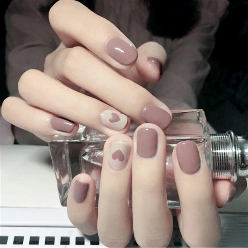 24 Pcs/Set Valentine's Day Long Almond Fake Nails Shape Novelty Pearl Bow Love Press on Nails Art Full Cover Stick-on Nails Tips