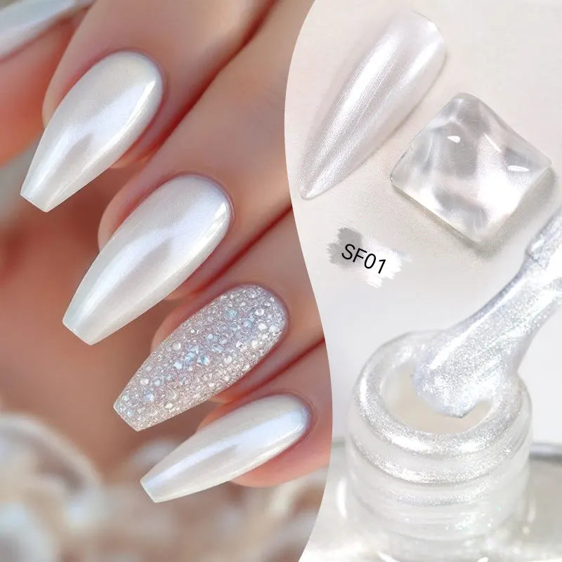 LILYCUTE 7ml Auroras Glitter Nail Polish No Need of UV/LED Lamp Nail Supplies Vernis White Pink Silver Pearl Effect for Nails