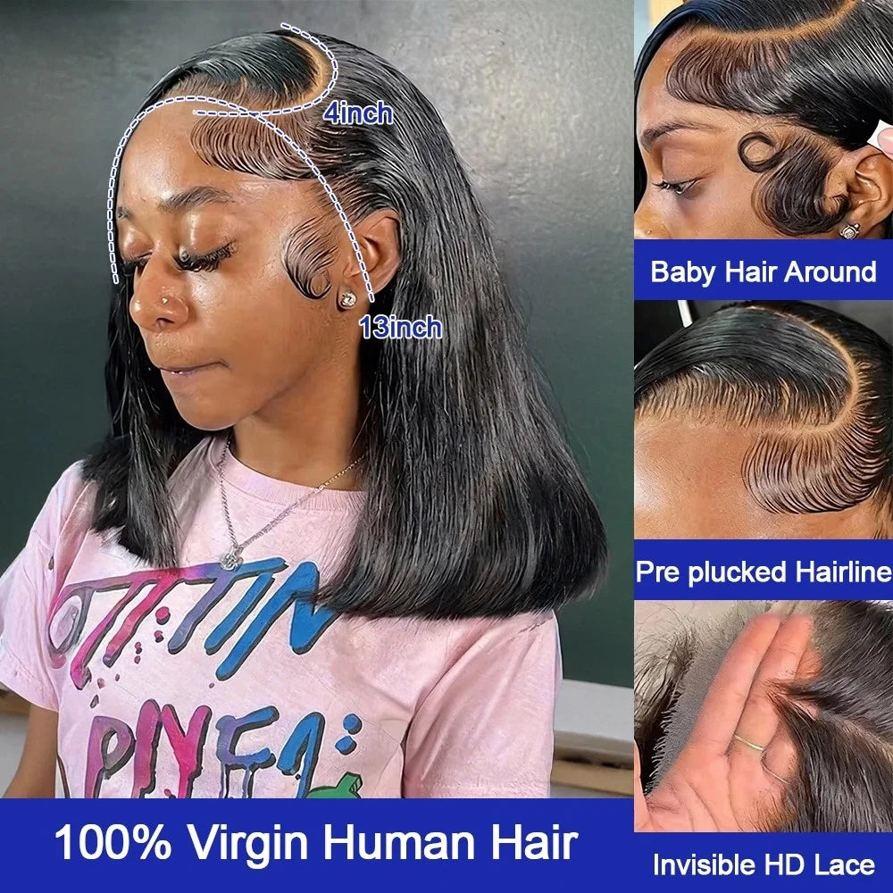 Straight Human Hair Bob Wigs 13x4 13x6 HD Lace Front 4x4 5x5 Pre Cut Closure Glueless Short Wig Pre Plucked Beginner Friendly for Women